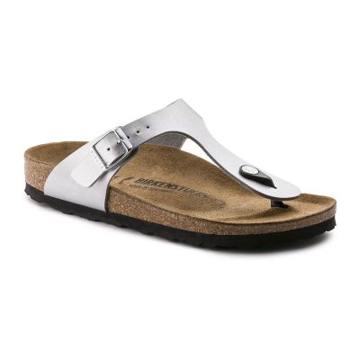Birkenstock Gizeh Birko-Flor Silver Narrow Fit - Grå - Sandaler Birkenstock Gizeh Birko-Flor Silver Narrow Fit - Grå - Sandaler