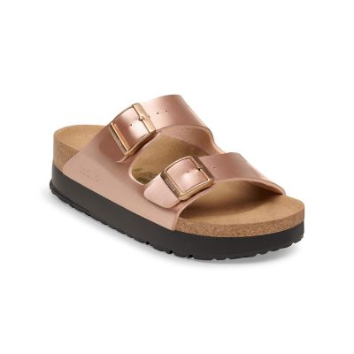 Birkenstock Arizona Flex Platform Birko-Flor Narrow Fit Electric Metallic Copper - Gul - Sandaler Birkenstock Arizona Flex Platform Birko-Flor Narrow Fit Electric Metallic Copper - Gul - Sandaler