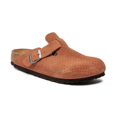 Birkenstock Boston Suede Embossed Narrow Fit Orange - Oransje - Sandaler Birkenstock Boston Suede Embossed Narrow Fit Orange - Oransje - Sandaler