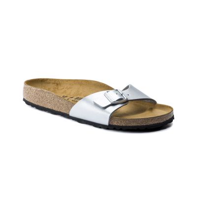 Birkenstock Madrid Birko-Flor Silver Narrow Fit - Grå - Sandaler Birkenstock Madrid Birko-Flor Silver Narrow Fit - Grå - Sandaler