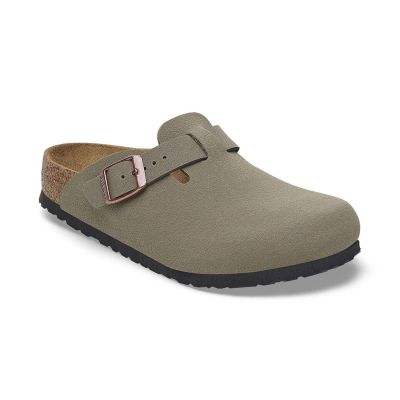 Birkenstock Boston Kids BS Birko-Flor Birkibuc Narrow Fit - Grå - Sandaler Birkenstock Boston Kids BS Birko-Flor Birkibuc Narrow Fit - Grå - Sandaler