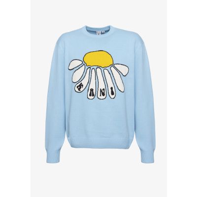 Karl Kani Woven Signature Flower Knit Crew Light Blue - Blå - Hettegenser