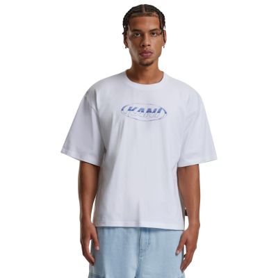 Karl Kani Woven Signature Chrome Logo Crop Tee - Hvit - Kortermet T-skjorte