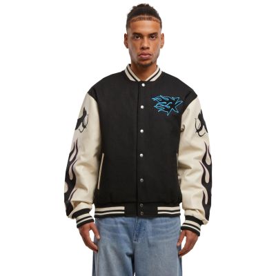 Karl Kani Amor Flames College Jacket - Svart - Jakke Karl Kani Amor Flames College Jacket - Svart - Jakke