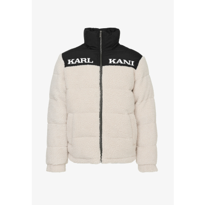 Karl Kani Retro Teddy Puffer Jacket Light Sand/Black - Hvit - Jakke