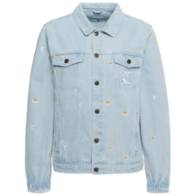 Karl Kani OG Daisy Denim Trucker Jacket Bleached Blue - Blå - Jakke Karl Kani OG Daisy Denim Trucker Jacket Bleached Blue - Blå - Jakke