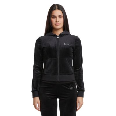 Karl Kani Signature Rhinestone Velours Tight Trackjacket - Svart - Jakke Karl Kani Signature Rhinestone Velours Tight Trackjacket - Svart - Jakke