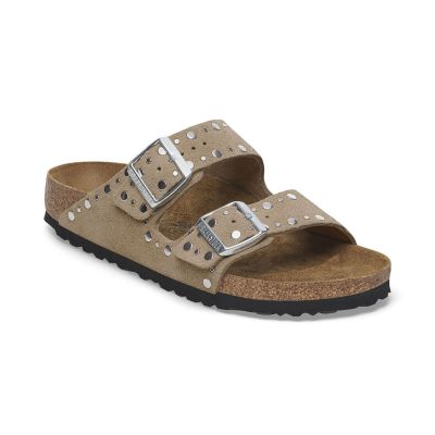 Birkenstock Arizona Rivets Suede Leather Narrow Taupe - Brun - Sandaler Birkenstock Arizona Rivets Suede Leather Narrow Taupe - Brun - Sandaler