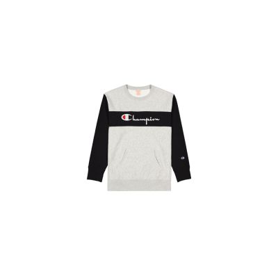 Champion Colour Block Kangaroo Pocket Reverse Weave Sweatshirt - Grå - Hettegenser
