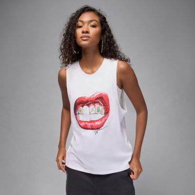 Jordan Flight Wmns Sleeveless Graphic Tee White - Hvit - Kortermet T-skjorte