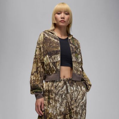 Jordan Brooklyn Fleece Wmns Realtree Mod Crop Full-Zip Hoodie - Brun - Hettegenser
