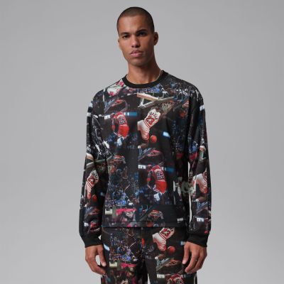 Jordan Flight Printed Long-Sleeve Jersey - Svart - Jersey Jordan Flight Printed Long-Sleeve Jersey - Svart - Jersey