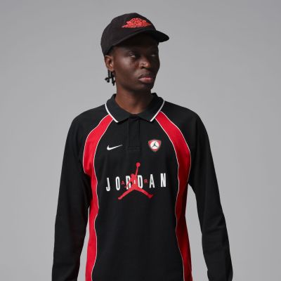 Jordan Flight Long-Sleeve Polo Jersey - Svart - Jersey Jordan Flight Long-Sleeve Polo Jersey - Svart - Jersey