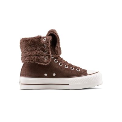 Converse Chuck Taylor All Star Fold-Over Lift Platform XHi Faux Fur - Brun - Joggesko Converse Chuck Taylor All Star Fold-Over Lift Platform XHi Faux Fur - Brun - Joggesko