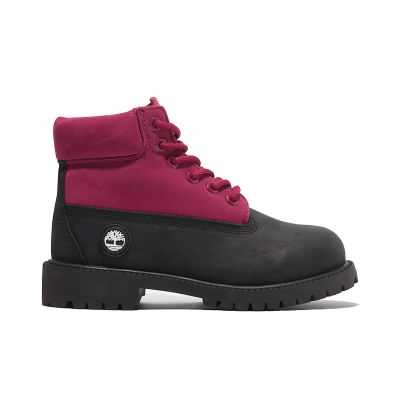 Timberland 6 In Premium WP Boot Junior Black Nubuck Pink - Rosa - Joggesko