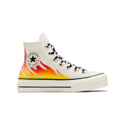 Converse Chuck Taylor All Star Lift Platform Flames - Hvit - Joggesko Converse Chuck Taylor All Star Lift Platform Flames - Hvit - Joggesko