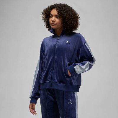 Jordan Flight Wmns Velour Full-Zip - Blå - Hettegenser Jordan Flight Wmns Velour Full-Zip - Blå - Hettegenser