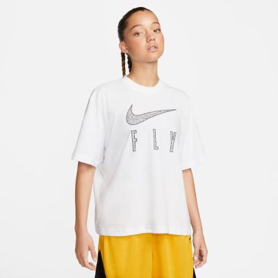 Nike Dri-FIT Swoosh Fly Wmns Boxy Tee - Hvit - Kortermet T-skjorte