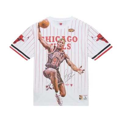 Mitchell & Ness NBA Playmaker Vintage Logo Bulls Dennis Rodman Player Tee - Hvit - Kortermet T-skjorte