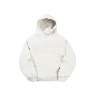 Market Vintage Arc Hoodie Unbleached Cotton - Hvit - Hettegenser