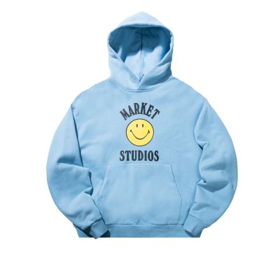 MARKET Smiley Mood Hoodie Blue - Blå - Hettegenser MARKET Smiley Mood Hoodie Blue - Blå - Hettegenser