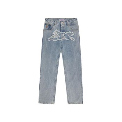 ICECREAM Applique Running Dog Double Scoop Denim Pants Light Wash Blue - Svart - Bukser ICECREAM Applique Running Dog Double Scoop Denim Pants Light Wash Blue - Svart - Bukser
