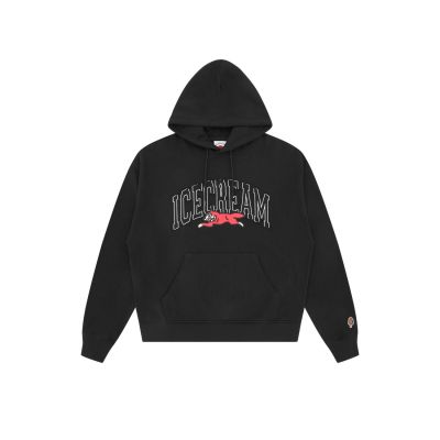 ICECREAM College Applique Running Dog Popover Hoodie Black - Svart - Hettegenser ICECREAM College Applique Running Dog Popover Hoodie Black - Svart - Hettegenser