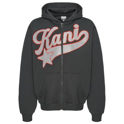 Karl Kani Star Logo Os Full Zip Hoodie Anthracite - Svart - Hettegenser