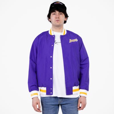 Mitchell & Ness 75th Anniversary Warm Up Jacket Los Angeles Lakers Dark Purple - Lilla - Jakke