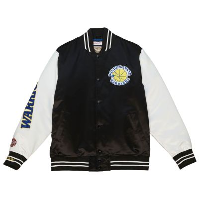 Mitchell & Ness NBA Golden State Warriors Team Origins Varsity Satin Jacket - Svart - Jakke