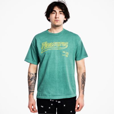 Pleasures Dub Pigment DYE T-Shirt Green - Grønn - Kortermet T-skjorte