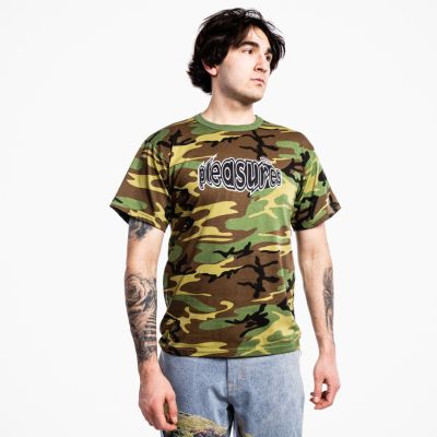 Pleasures Strain Logo T-Shirt Camo - Grønn - Kortermet T-skjorte