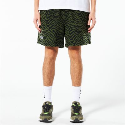 Pleasures Breaker Fuzzy Stripe Shorts Green - Grønn - Shorts