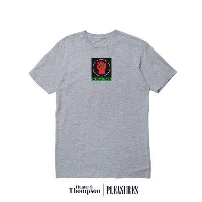 Pleasures Badge Tee Heather Grey - Grå - Kortermet T-skjorte