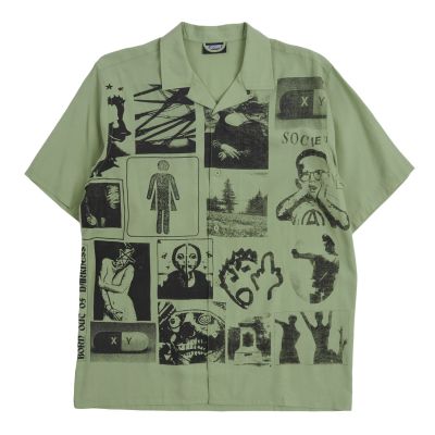 Pleasures Choices Camp Collar Button Down Green - Grønn - Skjorte