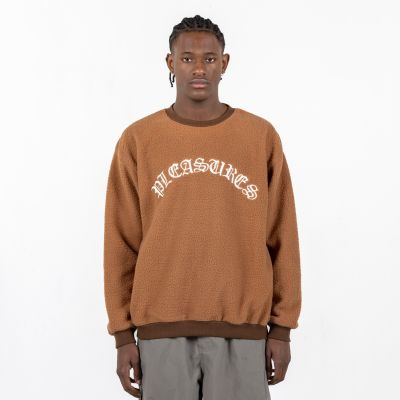 Pleasures Mars Sherpa Crewneck Brown - Brun - Hettegenser