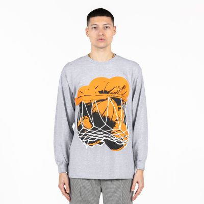 Pleasures Hoops Long-Sleeve Tee Heather Grey - Grå - Kortermet T-skjorte