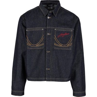 Karl Kani Jeans Cropped Rinsed Denim Jacket - Blå - Jakke Karl Kani Jeans Cropped Rinsed Denim Jacket - Blå - Jakke