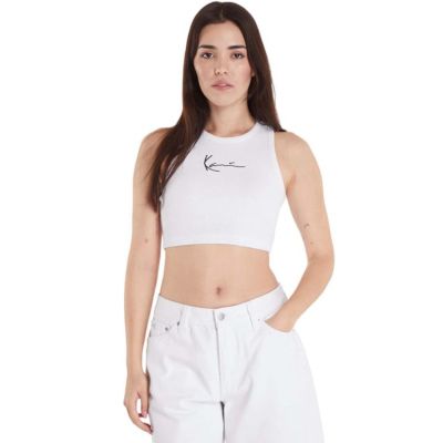 Karl Kani Small Signature Essential Racer Rib Top White - Hvit - T skjorte Karl Kani Small Signature Essential Racer Rib Top White - Hvit - T skjorte