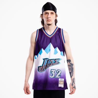 Mitchell & Ness 75th Anniversary Swingman Jersey Karl Malone Utah Jazz Purple - Lilla - Jersey