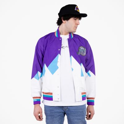 Mitchell & Ness 75th Anniversary Warm Up Jacket Utah Jazz Purple - Hvit - Jakke